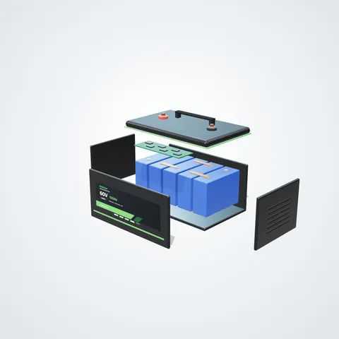 60V 100Ah Lithium E-Rickshaw Battery - inside view (3D illustration)