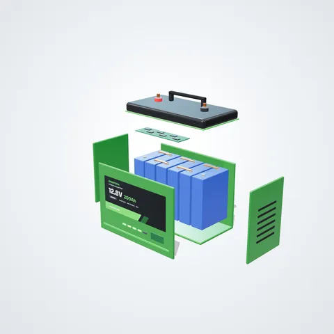 12.8V 200Ah Lithium Inverter Battery - inside view (3D illustration)