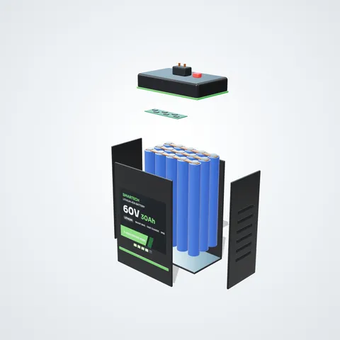 60V 30Ah Lithium E-Scooter Battery - inside view (3D illustration)