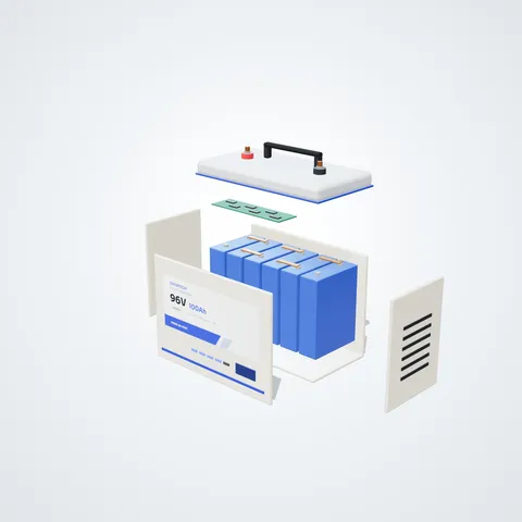 96V 100Ah Lithium UPS Battery - inside view (3D illustration)